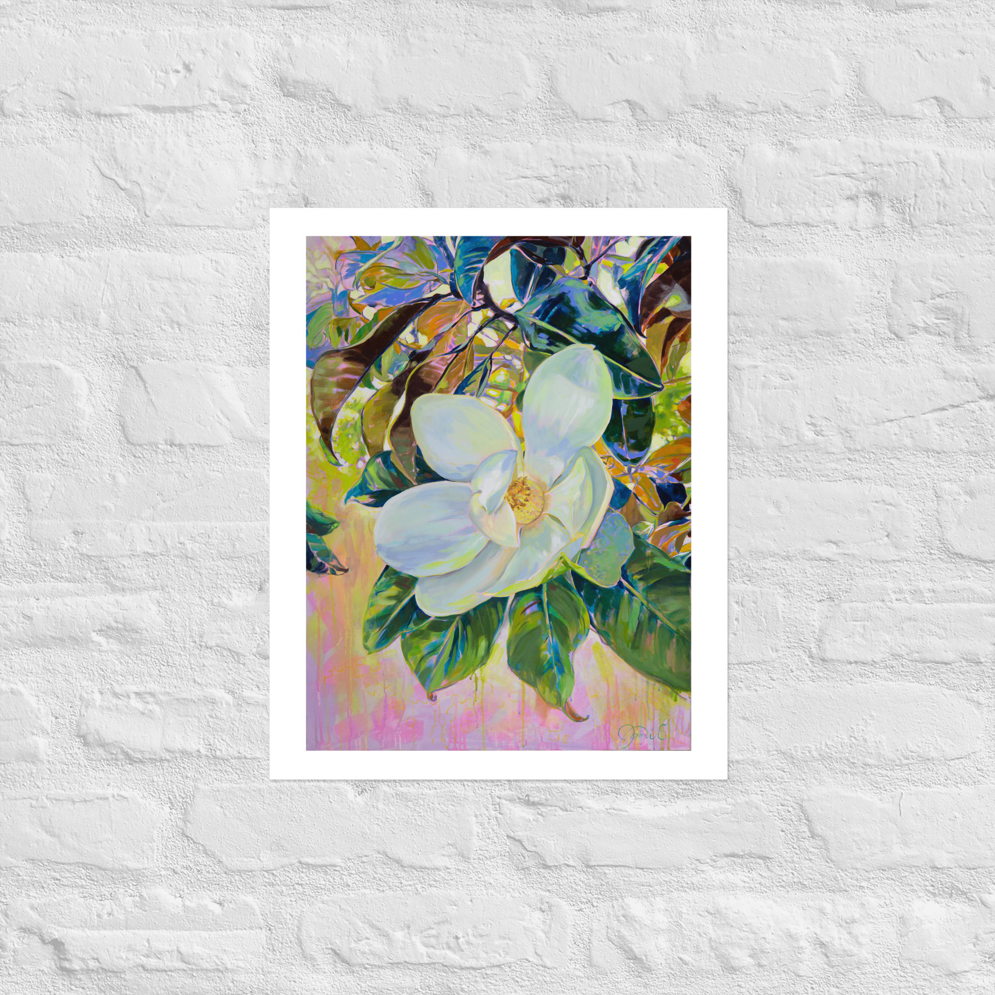 Painting of a white magnolia flower