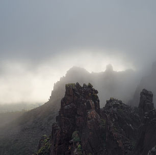Fog and sunlight over the dolerite cliffs of Jacob’s Ladder in Ben Lomond National Park, Tasmania.