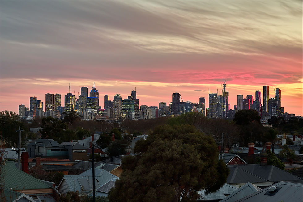 Melbourne Skyline taken from Westgarth in spring