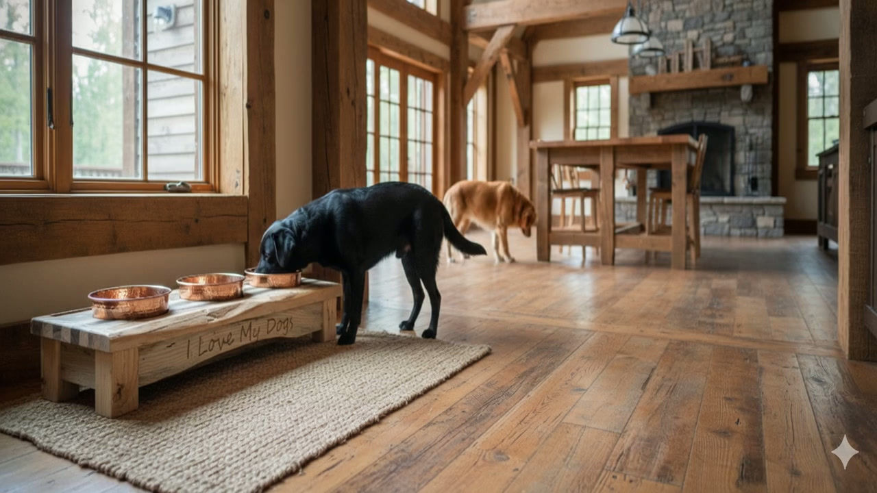 BAD COWBOY RUSTIC FURNITURE Dog Bowel Stand