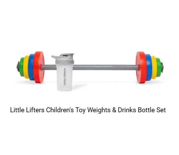 Little Lifters barbell and water bottle and weight plates with The Mummy PT St Albans