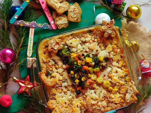 BAKED VEGETABLES/ BAKED VEG AU GRATIN (CHRISTMAS THEME)