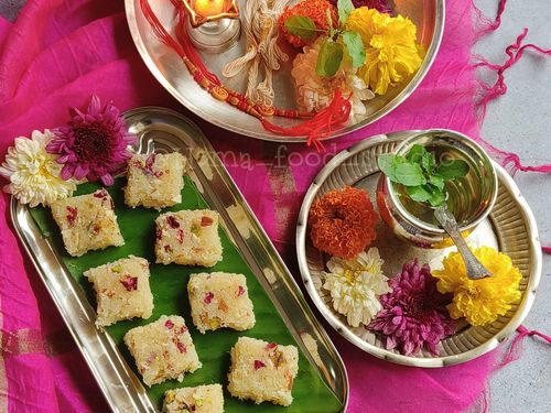 COCONUT BURFI (RAKSHA BANDHAN/ NARALI PURNIMA SPECIAL)