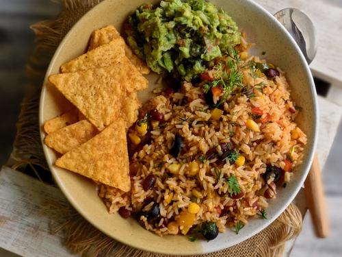 MEXICAN RICE & AVOCADO GUACAMOLE