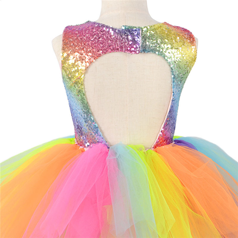 Thumbnail: Rainbow Sequins Dress Baby Girl Birthday Party Princess Dress