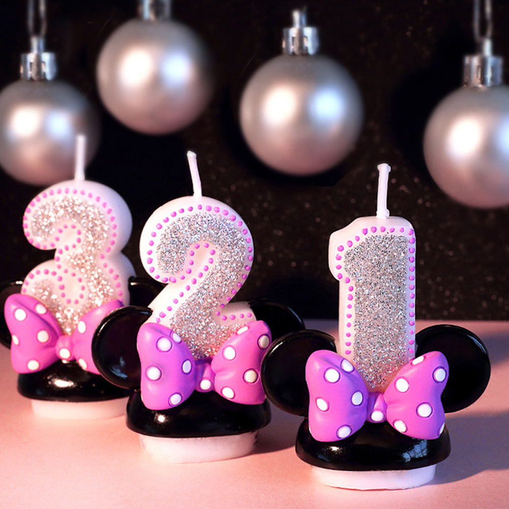 Minnie number 1 2 3 dessert cake decoration topper candle