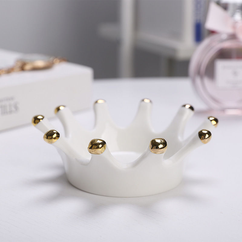 Thumbnail: Ceramic Crown Ring Holder Ceramic Jewelry Plate Display Organizer Dish Tray