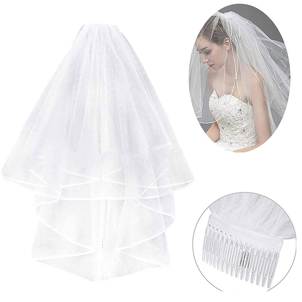2 Layers Bride Veil white veils for Bachelorette Wedding Party Bridal Decor