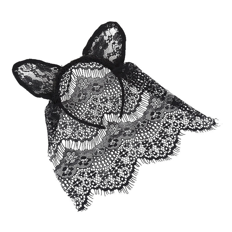 Thumbnail: Sexy Lace Cat Ears Veil Headbands Headband for Cosplay Headwear Costume Party