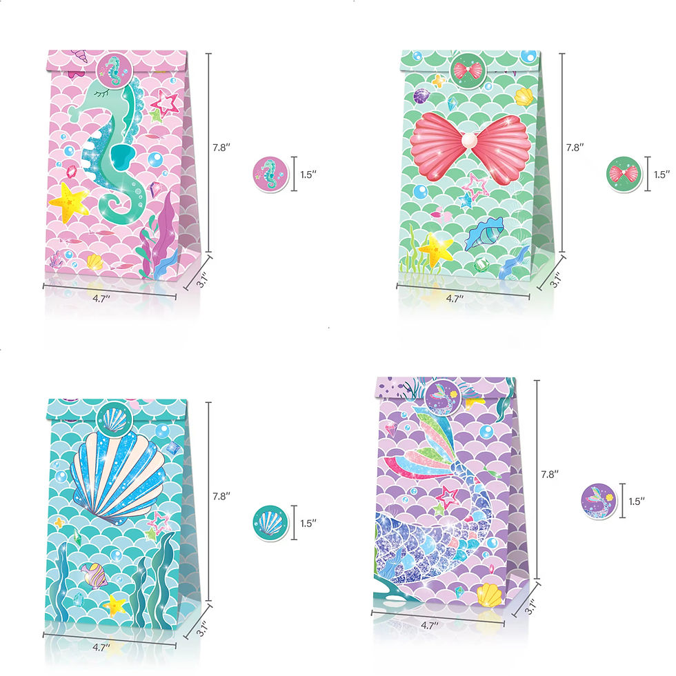 Thumbnail: 12 Pcs/Set  Mermaid Party Favors Bag Paper Cookie Candy Packaging Bags