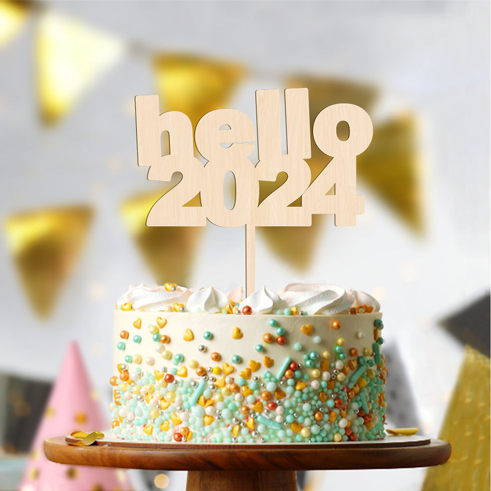 hello 2024 wooden cake topper decor