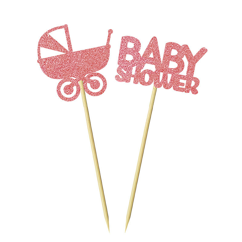 Thumbnail: 12 pcs/pack Baby Shower Glitter Paper Cupcake Topper Decoation Toppers Set