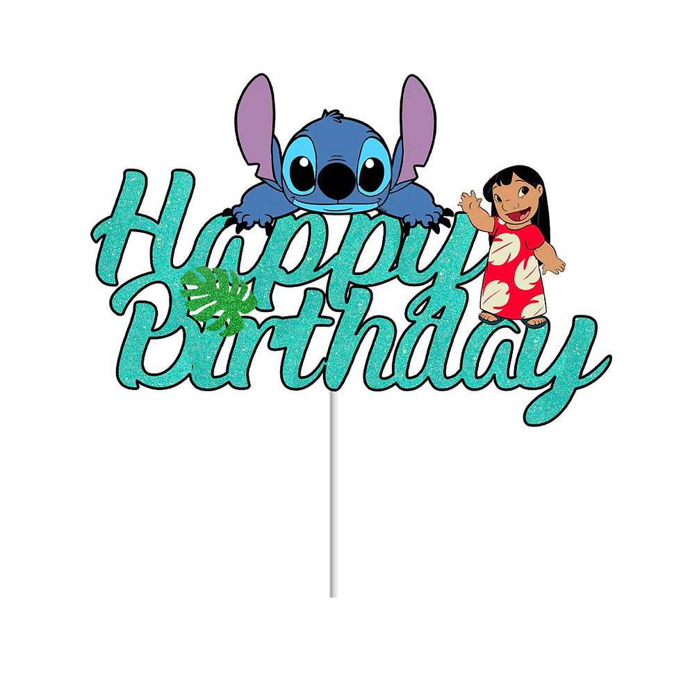 Thumbnail: Stitch Themed Happy Birthday Paper Cake Topper Cupcake Toppers Decor Supplies