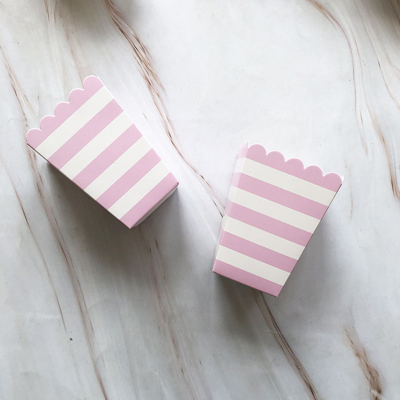 Thumbnail: 12 pcs/pack Bronzing Stripe Paper Popcorn Box for Festive Birthday Party Decor