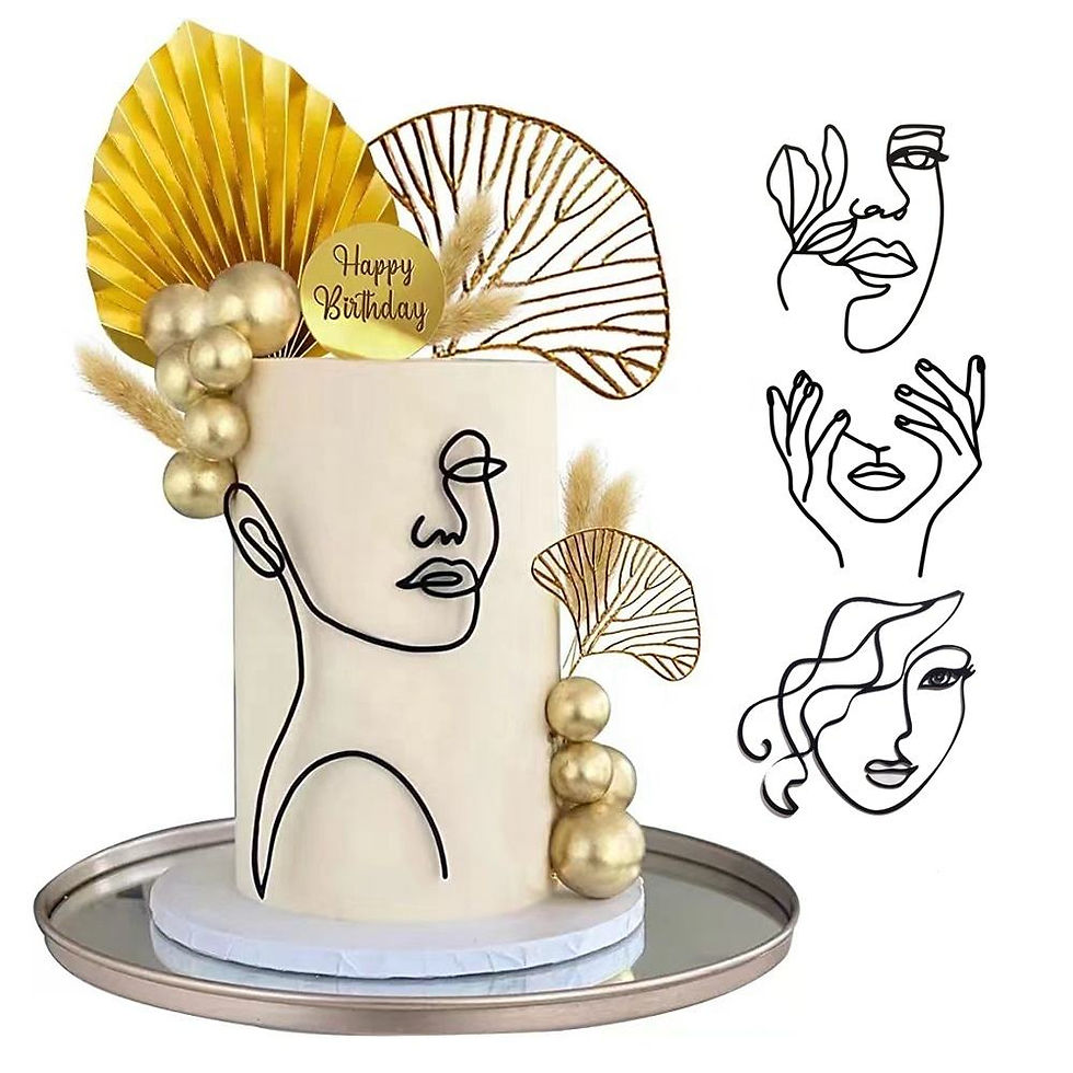 Minimalist Art Line Lady Face Cake Decorations