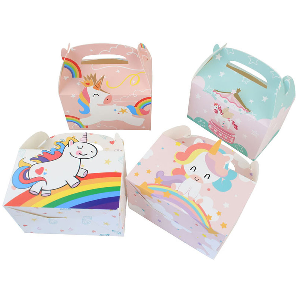 Thumbnail: 12 Pcs/Pack Rainbow Unicorn Paper Dessert Handle Box Cupcake Cookies Boxes