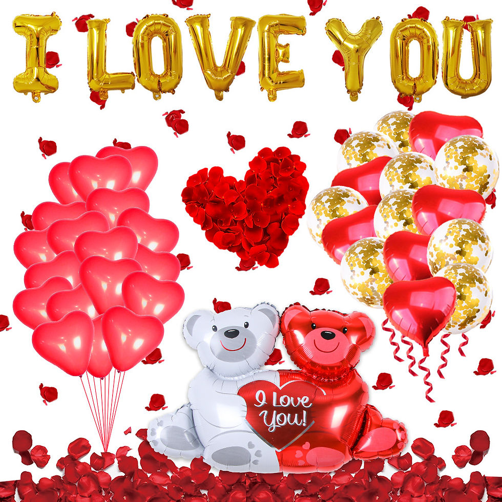 i love you heart bear latex foil balloon set