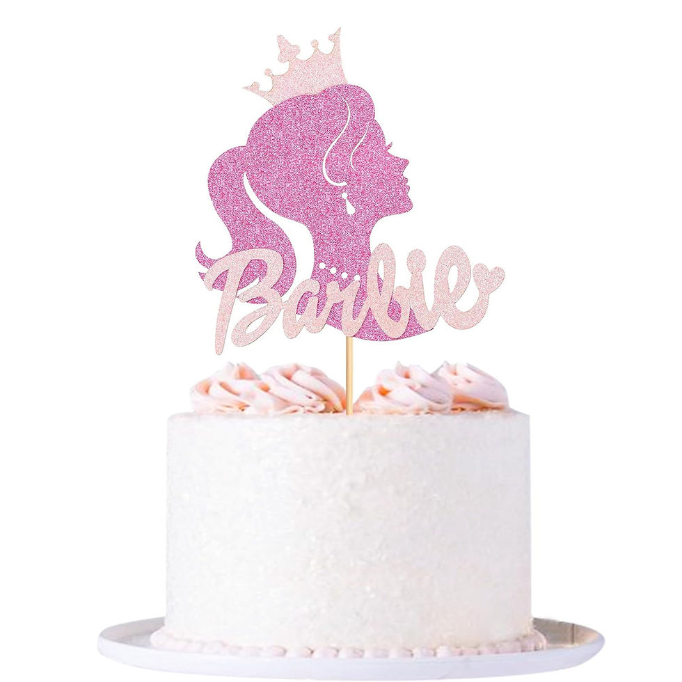 pink barbie paper cake topper