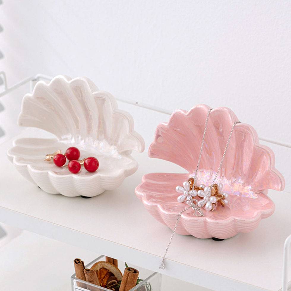 shell shaped ceramic jewelry display plate gift