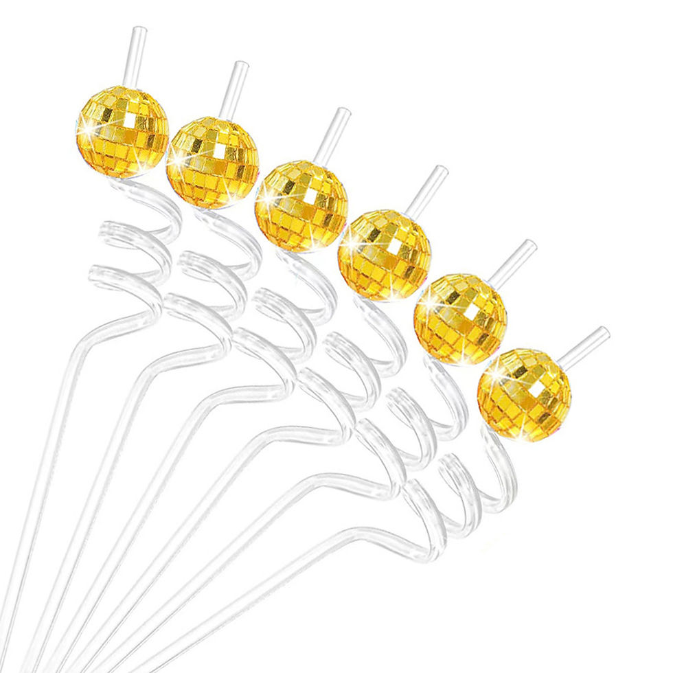 Thumbnail: Disco Ball Reusable Straw Plastic Straws for Retro Themed Party Decoration