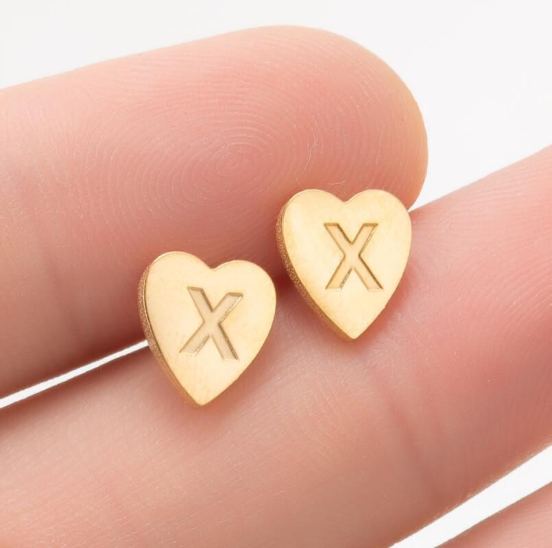 heart shaped letter girls Stud earrings