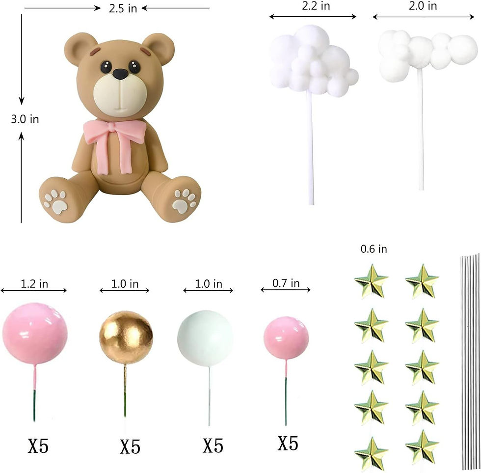 Thumbnail: 33 pcs/set Baby Bear Cake Decor Topper Set for Baby Shower Birthday Party Decor