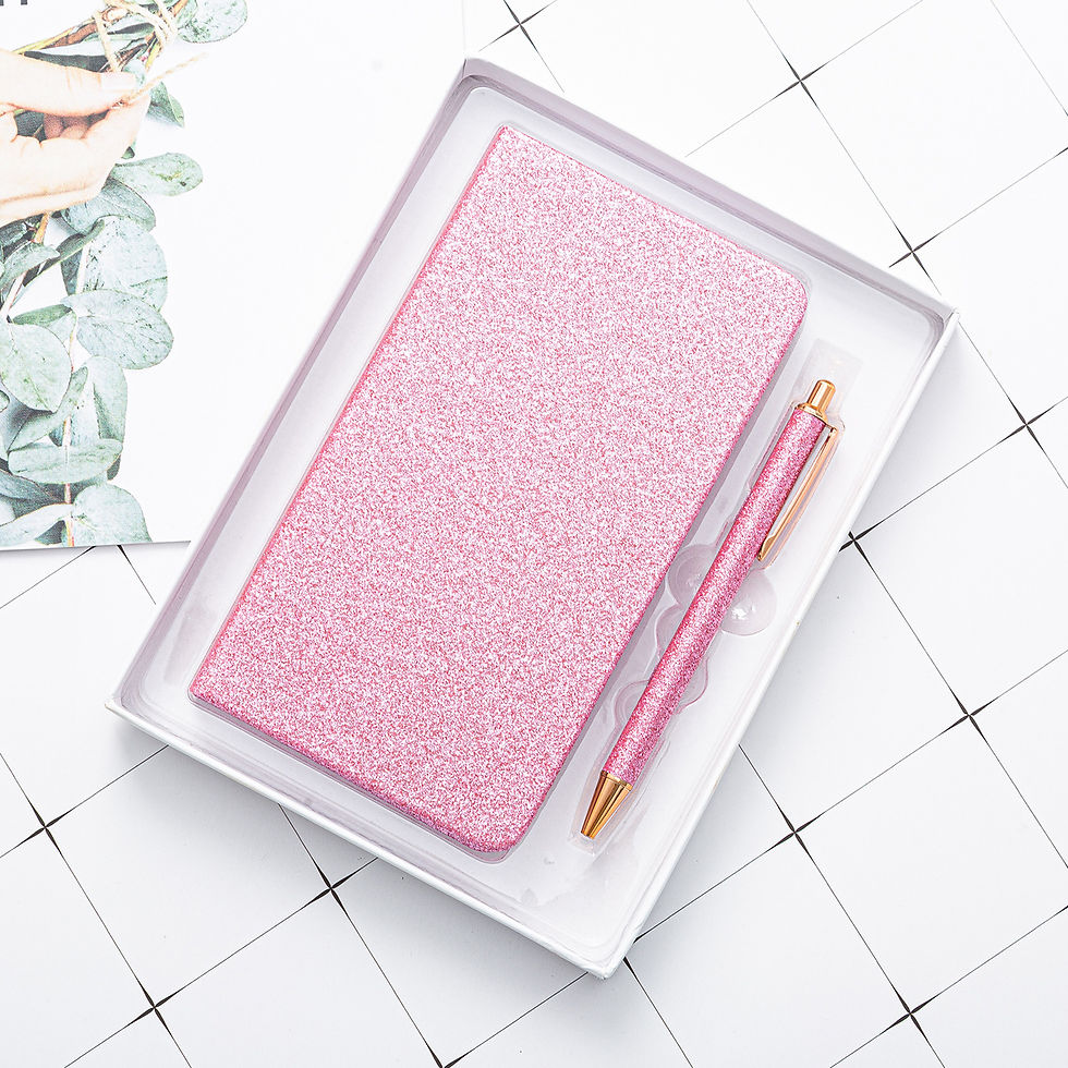 Thumbnail: Luxuary Gold Glitter A6 Notebook Notebooks with Pen Gift Set Business Gifts