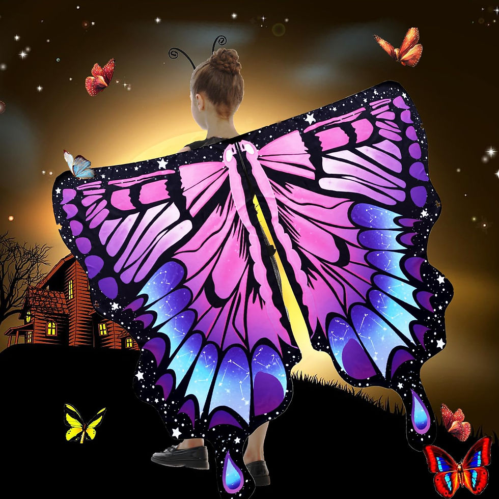 Butterflies Cloak for Kids Girl Party Decoration