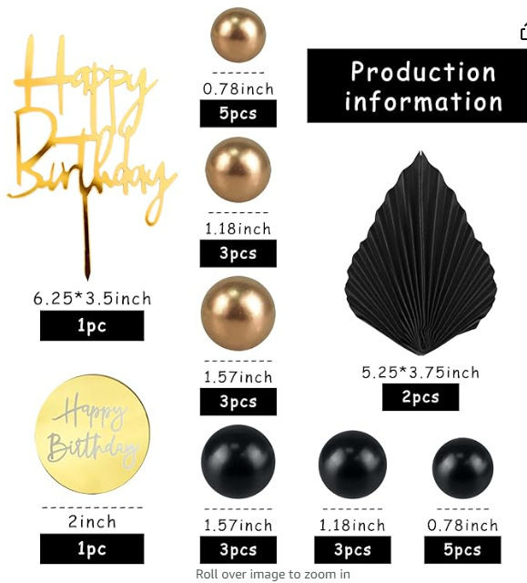 happy birthday themed cake decor toppers set