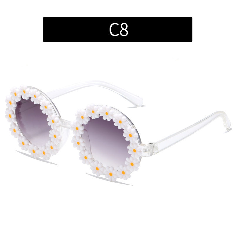 Thumbnail: Kids Girls Round Flower Sunglasses Flower Cute Glasses for Children Beach