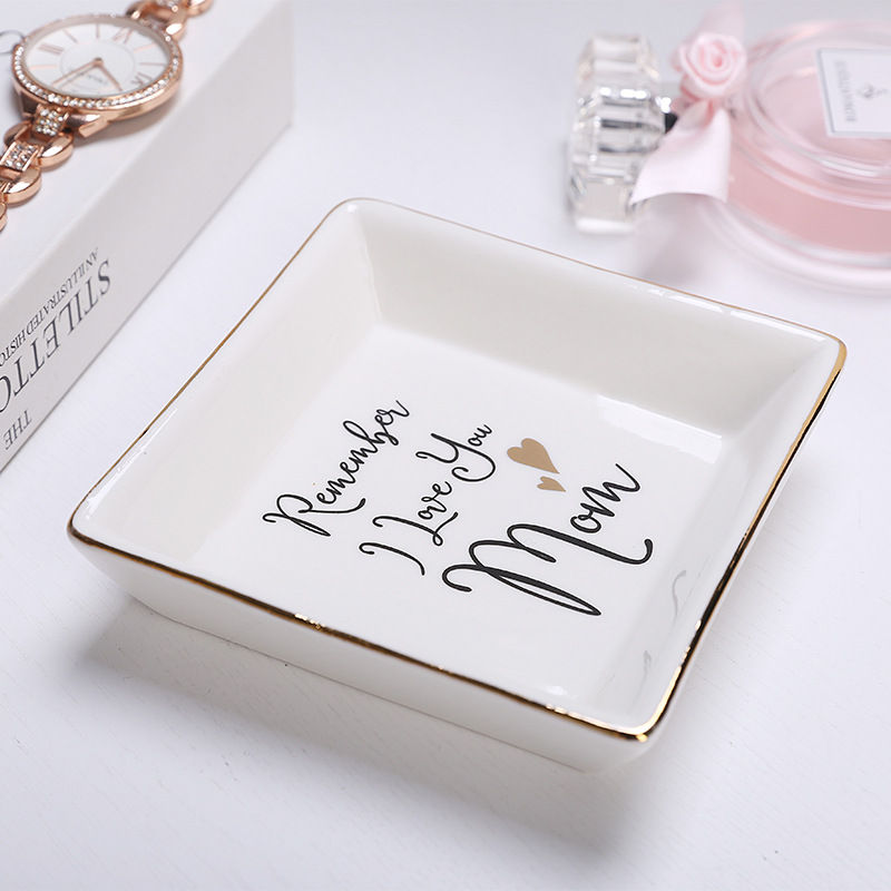 Thumbnail: Square Ceramic Jewelry Display Plate for Ring Necklace Watch Stroage