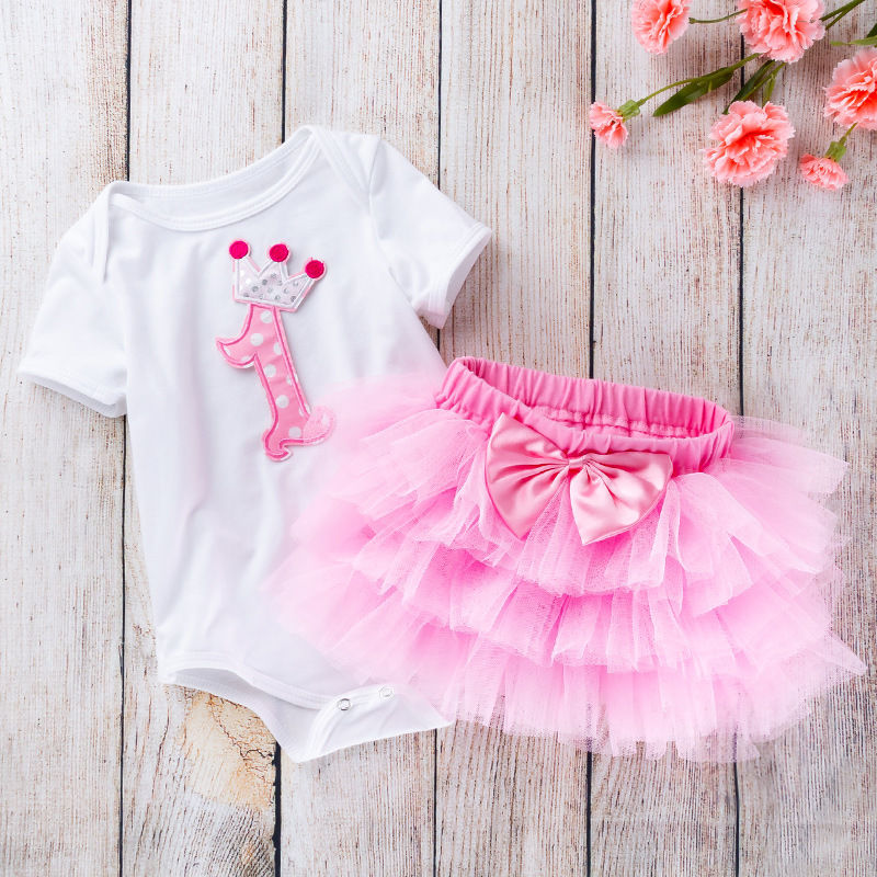 Thumbnail: Heart Baby Girl Birthday Party Dress Tutu Dresses Romper Set