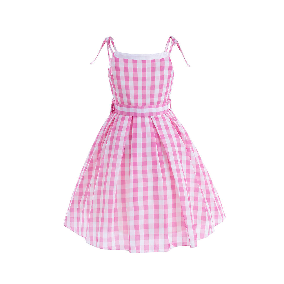 Thumbnail: Barbie Pink Lattice Dress for Kids Girl Cosplay Party Decoration