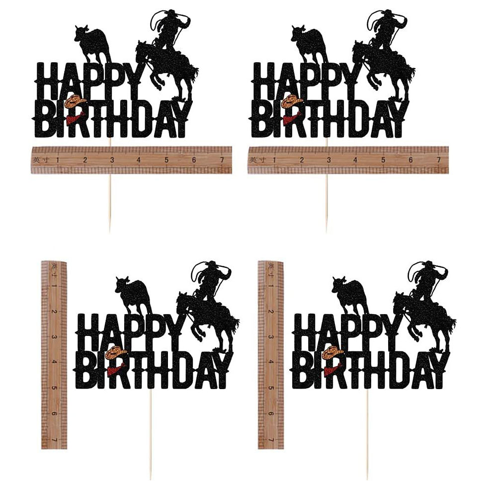 Thumbnail: Happy Birthday Cowboy Paper Cake Topper Toppers Decor for Kids Birthday Party