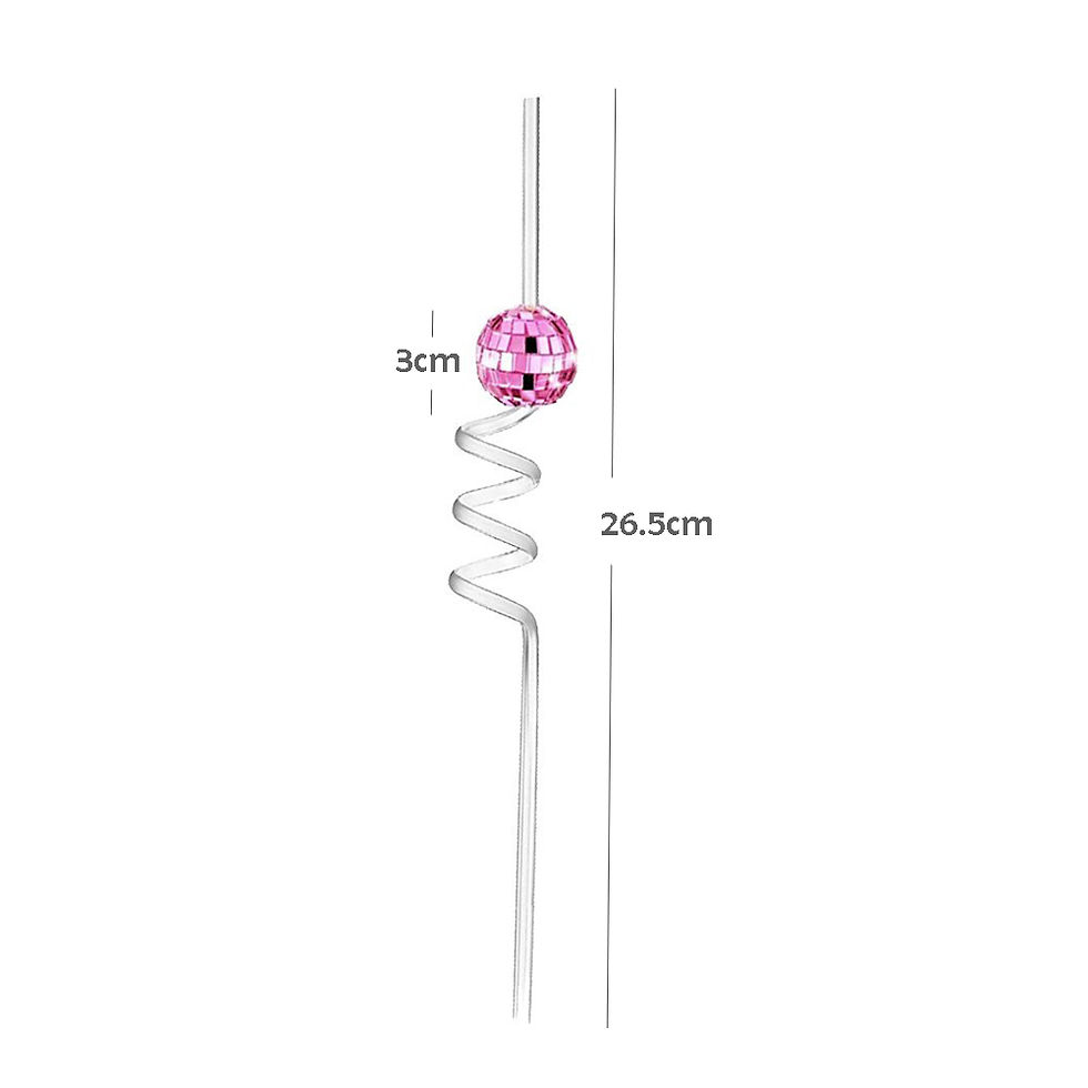 Thumbnail: Disco Ball Reusable Straw Plastic Straws for Retro Themed Party Decoration