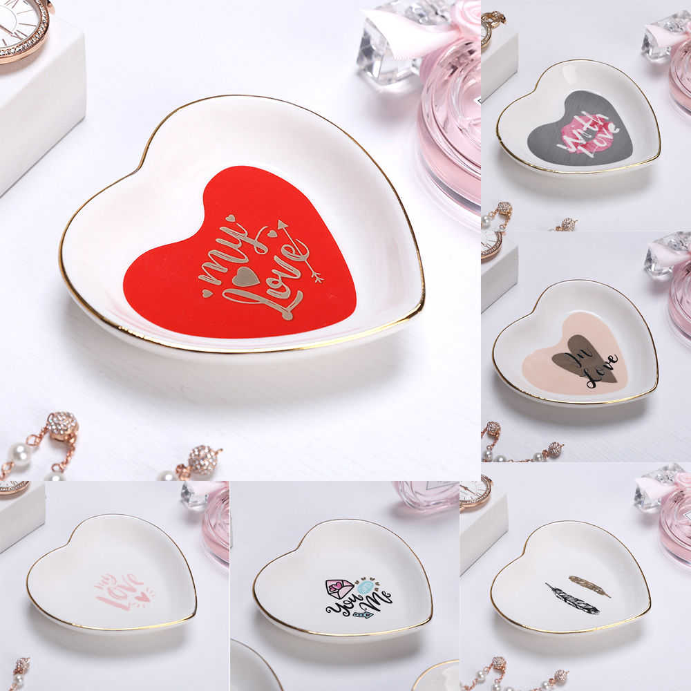 6 Style Red Heart Love Ring Necklace Display Plate