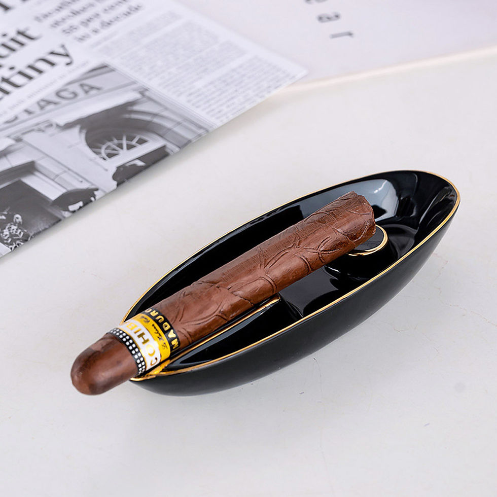 Thumbnail: Black Portable Ceramic Cigars Ashtray
