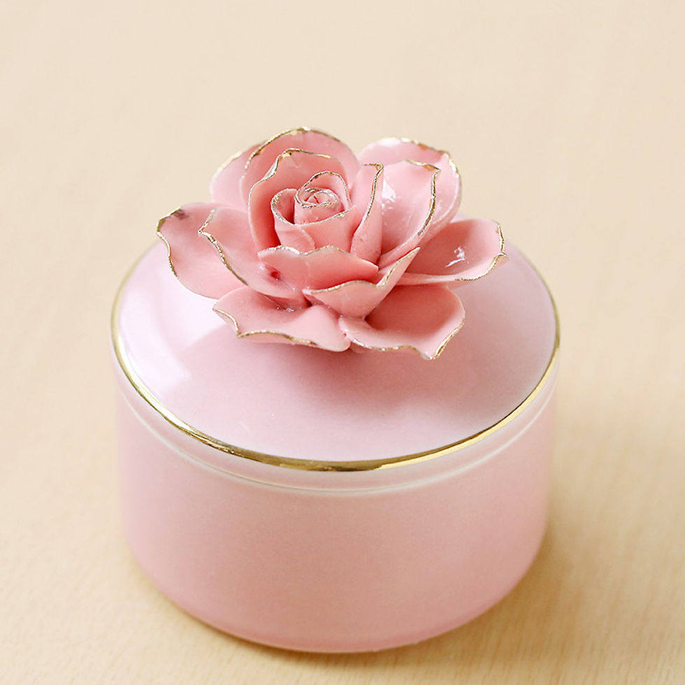 Thumbnail: pink ceramic  rose ceramic jewellery box