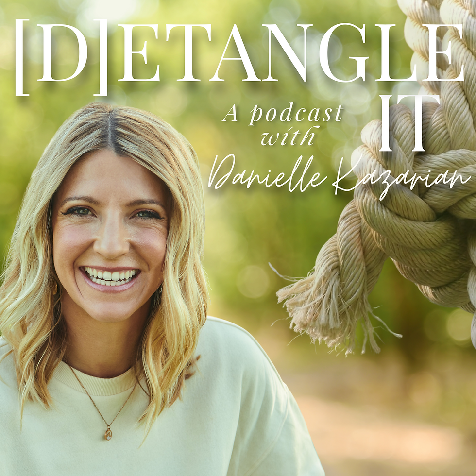 [D]etangle It Podcast cover Danielle Kazarian headshot with knotted rope