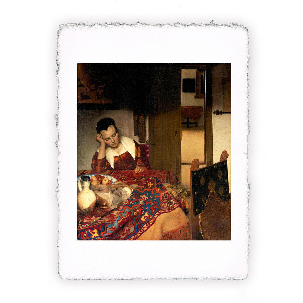 Stampa Pitteikon dell'opera di Jan Vermeer "Giovane donna assopita"