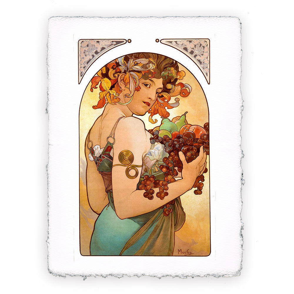 Stampa Pitteikon dell'opera "Frutta" di Alphonse Mucha
