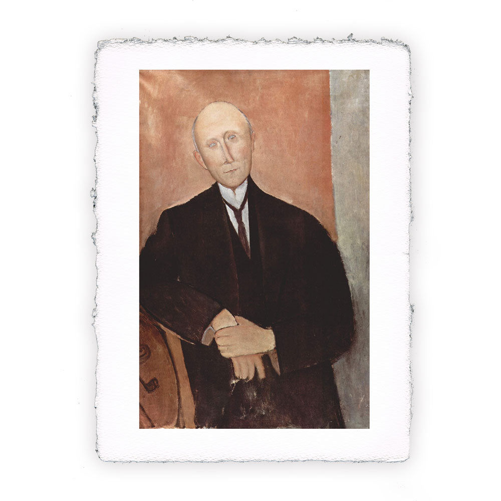 Stampa Pitteikon dell'opera di Amedeo Modigliani "Uomo seduto con fondo arancione"