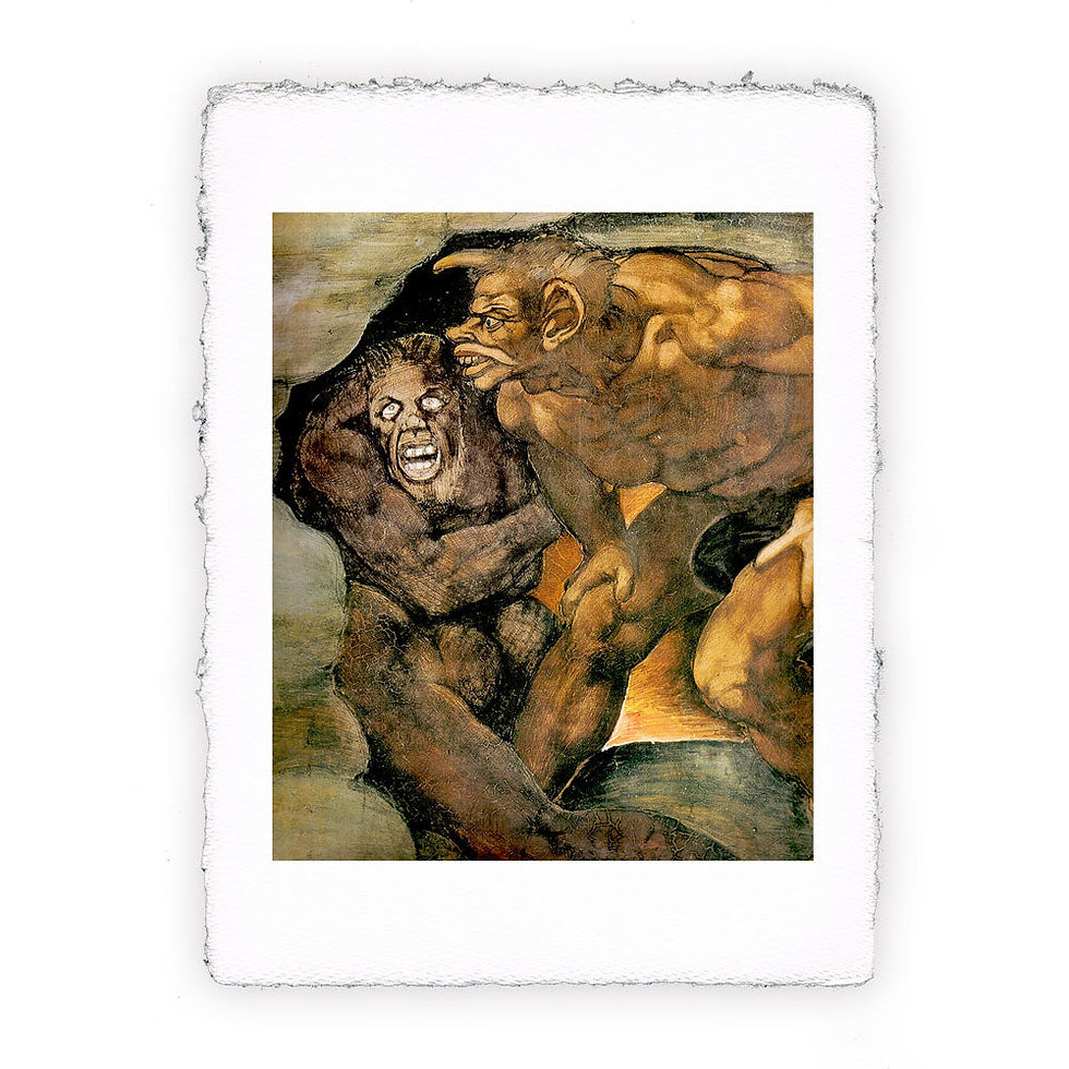 Stampa Pitteikon dell'opera di Michelangelo "Giudizio Universale. L'antro diabolico"