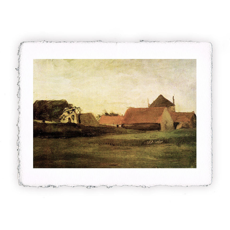 Stampa Pitteikon dell'opera di Vincent van Gogh "Fattorie a Loosduinen vicino a L'Aia al crepuscolo"