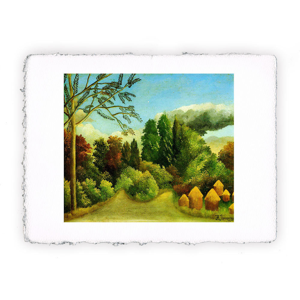 Stampa Pitteikon dell'opera di Henri Rousseau "Veduta delle rive dell'Oise"