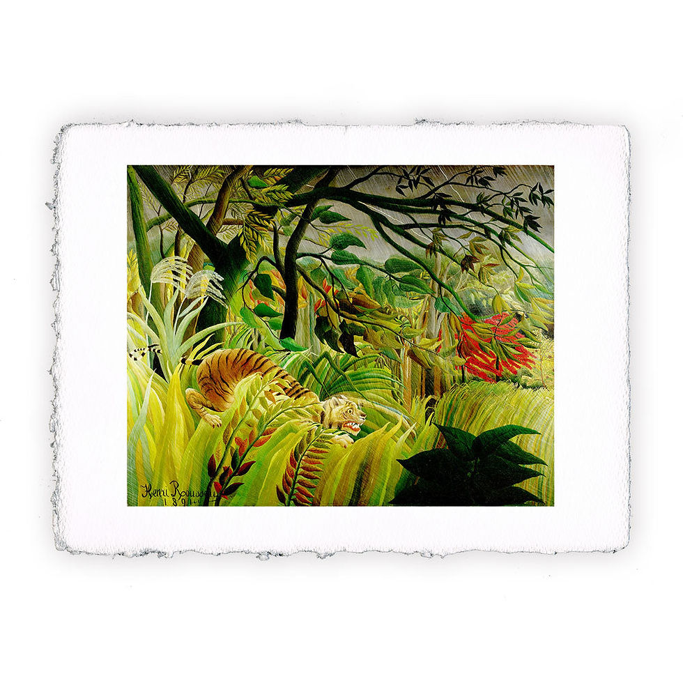 Stampa Pitteikon dell'opera di Henri Rousseau "Sorpresa!" o "Tigre in una tempesta tropicale"
