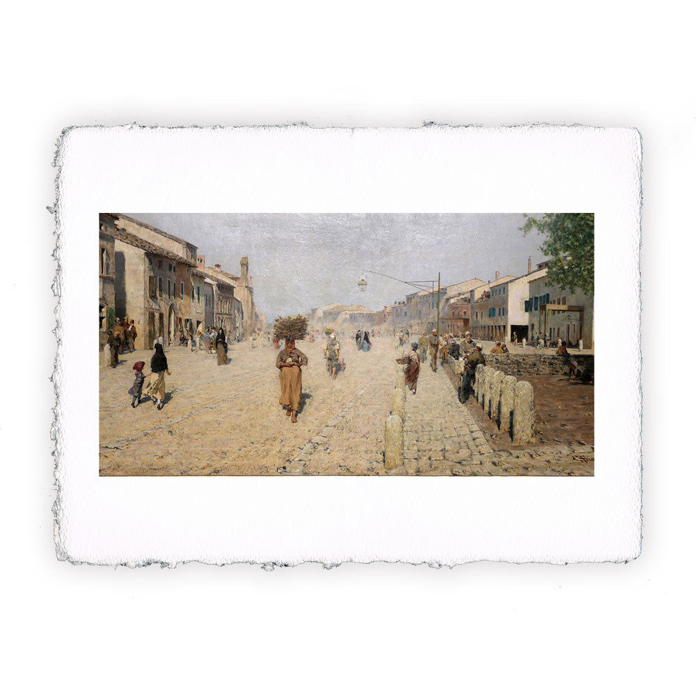 Stampa Pitteikon dell'opera di Telemaco Signorini "Sobborgo di Porta Adriana a Ravenna"