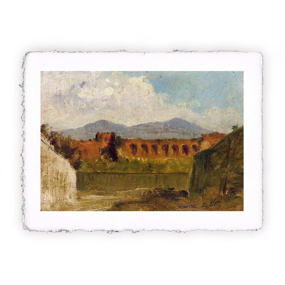 Stampa Pitteikon dell'opera di Giuseppe de Nittis "Acquedotto romano"