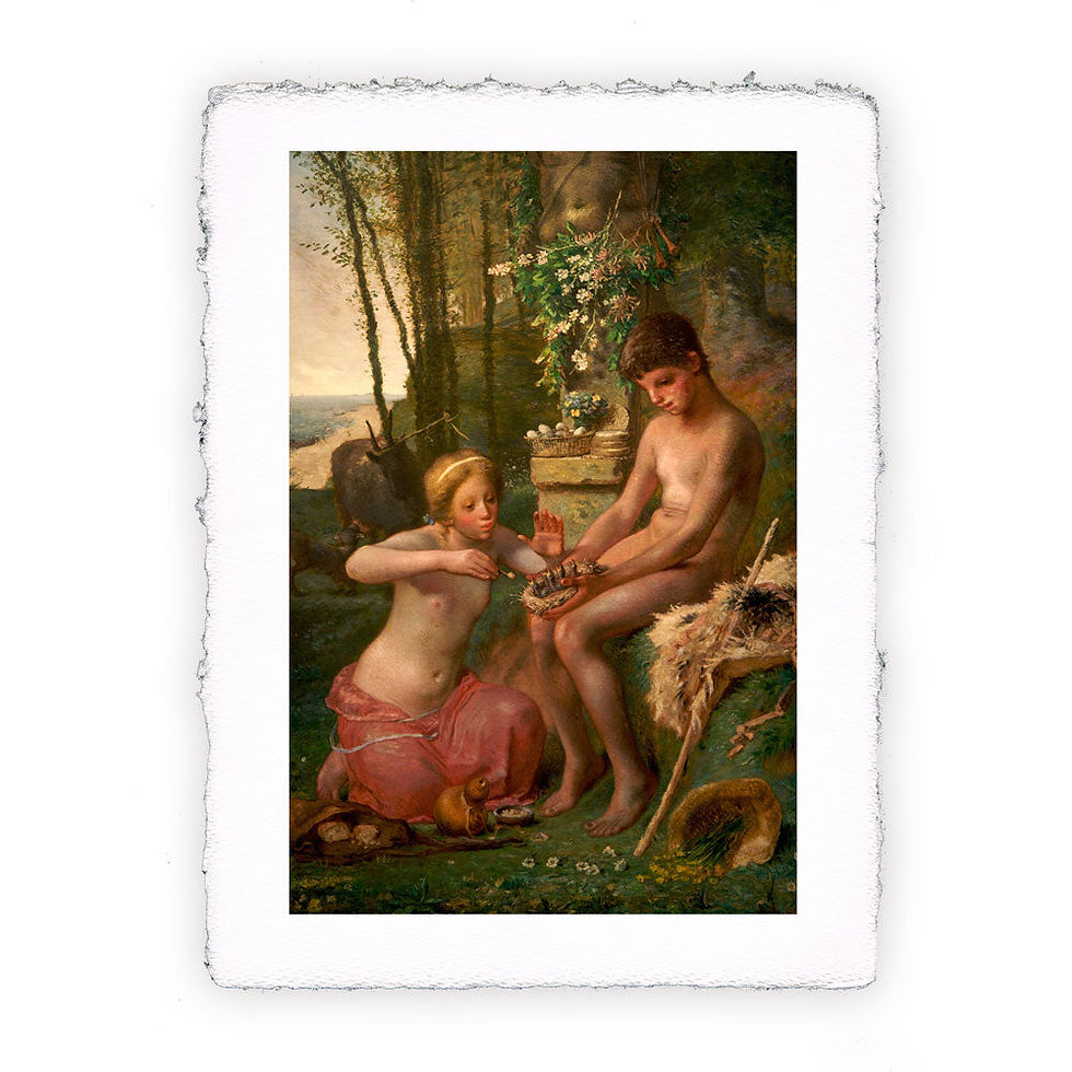 Stampa Pitteikon dell'opera di Jean Millet "Primavera. Dafne e Cloe"