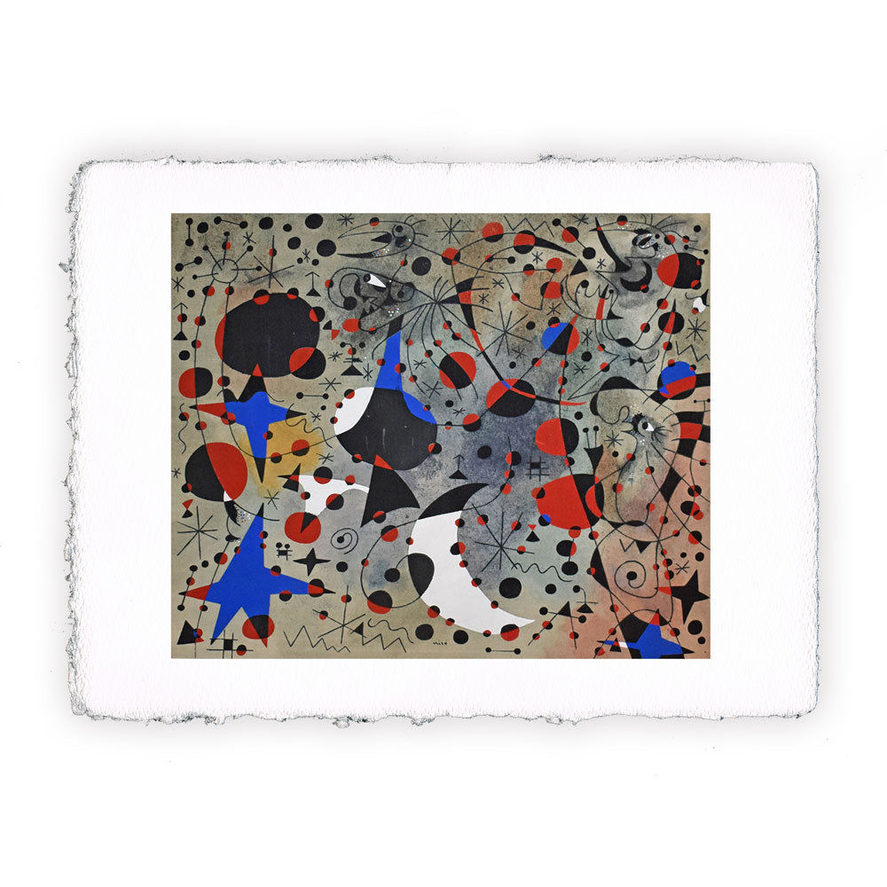 Stampa Pitteikon dedicata all'opera di Joan Miro "Canto dell'usignolo di mezzanotte"